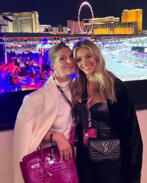 Rebecca Dalton Instagram - Finally made it to my first F1 race and it was F1’s first race in Vegas. WOW. Thanks for showing us a great time @hinchtown!! And my wonderful @fionahewitson for giving me a tour of the F1 garages and @parkertank for hosting us at Redbulls crazy fun hospitality!! I’ll just need a quick week to recover