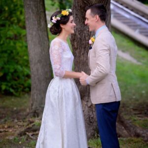 Rebecca Liddiard Instagram - Year 1 was total perfection. 

As I write this he is downstairs installing our new washing machine. I wouldn’t change a single thing! I am so lucky. I love you so much. Happy Anniversary. 

Pic 1: @carachapmanphoto 
Wedding pics @elizabethandjane.photography  @makeup.by.yelena @hairlovebykate @vintagebride.ca