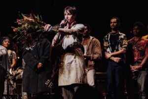 Reeve Carney Instagram - What a magical night… What a magical journey… 🌹 So so grateful for every moment of it @hadestown ❤️🌹
📸’s by @zcassar 
black and white 📸 by @andrewonbroadway