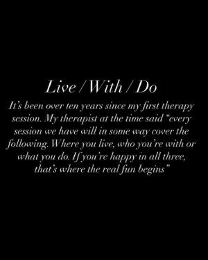 Reggie Yates Instagram - LIVE | WITH | DO: Swipe to read >>

It’s been over ten years since my first therapy session. My therapist at the time said “every session we have will in some way cover the following. Where you live, who you’re with or what you do. If you’re happy in all three, that’s where the real fun begins” 

At the time I didn’t understand how much these three territories would define my decade. 

The above photo is me in my living room mid renovation and yes, I was living here at this point too. Madness. Finding my ‘LIVE’ is still teaching me the importance of the space/energy YOU create and the people you choose to share it with. 

Far too private to discuss the ‘WITH’ part of my life, but it’s become VERY clear that for me, everything starts with knowing yourself well enough to know what parity in partnership actually looks like. 

The ‘DO’ part of my life, you lot have watched change over the years. I’ve gone from being told what I’m capable of, to challenging MYSELF as to how far this thing might actually take me. What I do has become so much more in recent years… what that means is another post entirely. 

In short, ‘LIVE, WITH, DO’ has become my cheat sheet for checking in on myself and how much I’m actually looking after me. 

Thanks Glen for a lesson I’ll keep for life. I paid for that session and that lesson - you lot can have the lesson for free. 

Happy Thursday.