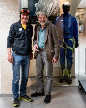 Reinhold Messner Instagram - I am very happy that @reinholdmessner_official personally congratulated me on the line that @rogerschaeli_alpinist & @mathieumaynadier and I climbed for the first time on Merú !
It is a great honor for me that my equipment has been given such a valuable place in the museum near Bruneck!!!
THANK YOU 🤩🙏

📷 @terragraphy 

#messnermountainmuseum 
#bruneck

@salewa 
@suedtirol.official 
@neolit.italy 
@sennerei3zinnen 
@skiworldahrntal_official 
@lowa.outdoor 
@team_edelrid 
@gloryfy_unbreakable 
@komperdell_official 
@fischerski 
@totemmt 
@lupinelights 
@peeroton 
@lyofood 
@coros_dach 
@kraxl_board