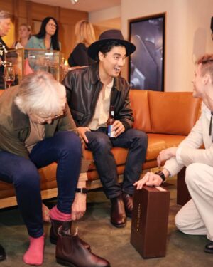 Remy Hii Instagram - So fun to celebrate the launch of the new flagship R.M. Williams store with my mum. 
She even lent me her vintage 1970’s RM belt which really completed the Australian Indiana Jones look I was going for. 
Thanks for having us @rmwilliams & @catinella.pr
📸: @studiolatessa