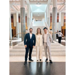 Remy Hii Instagram - A quick trip to Canberra to meet the Prime Minister @albomp and speak on behalf of my old school @nidacommunity and the Arts8 ahead of the May budget. 
What an honour to remind our government the importance of investing in arts education, and doing so in great company with Liz Hughes CEO and Australian Icon @sigrid_thornton_official 
Also got to meet the author of my favourite childhood books, and the first play I ever saw, Morris Gleitzman