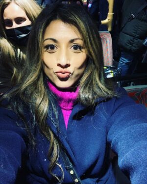 Reshma Shetty Instagram - Some of Anjis looks .
Makeup and wardrobe are all part of making the story click . We had an amazing group (of mostly women) who helped make these looks pop! Countdown is nearly over .October 29th 8pm . @hallmarkchannel #jollygoodchristmas #christmascountdown