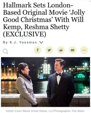 Reshma Shetty Instagram - So the script is so cute , and it was honestly such silly fun to shoot . And come on it’s premiering during Hallmarks Christmas movie countdown. And we are both cute ;) @hallmarkchannel @variety @iamwillkemp @robbakerashton #london #jollygoodchristmas