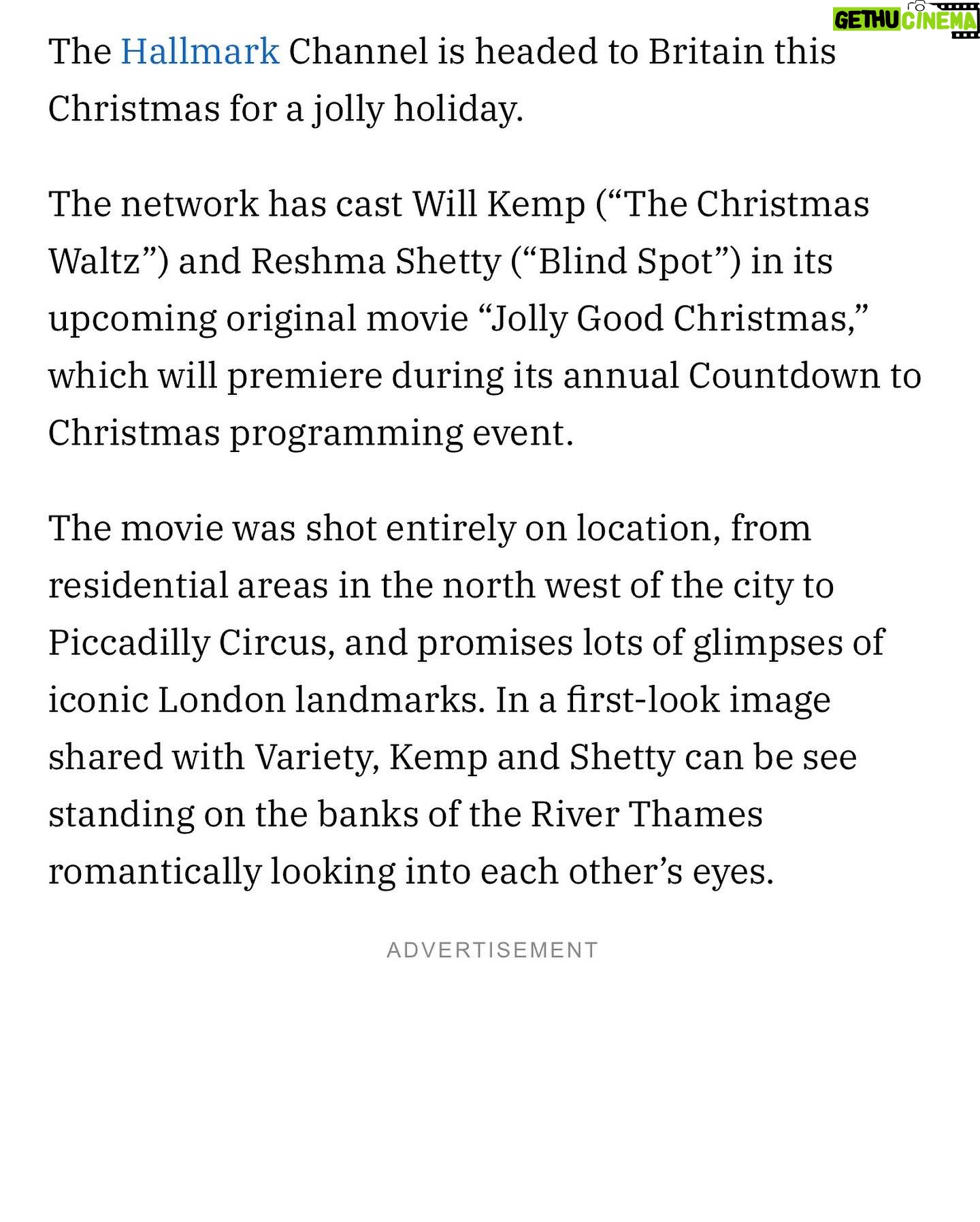 Reshma Shetty - 575 Likes - So the script is so cute , and it was honestly such silly fun to shoot . And come on it’s premiering during Hallmarks Christmas movie countdown. And we are both cute ;) @hallmarkchannel @variety @iamwillkemp @robbakerashton #london #jollygoodchristmas