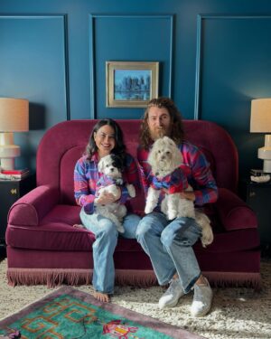 Rhett McLaughlin Instagram - Happy Valentine’s Day! This was supposed to be our Christmas card, but I (Jessie) had a run in with an unwieldy gas pump in December right before we took the pic. FYI staying in gas-soaked clothes is unadvisable. 

Hope your Valentine’s Day is full of all kinds of love, sweetness, and warmth. 🫶
