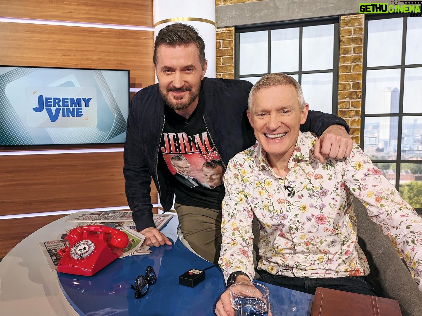 Richard Armitage - 5.1K Likes - Thank you Jeremy for having me on the show. Jeremy Vine ‘Miami Vice’ T shirts available at all good stockists out now. Don’t stop with the press ups 🙌 🤣