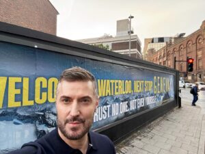 Richard Armitage Instagram - On my way to @lorraine this I stumbled on this billboard right outside @oldvictheatre 🤔 what a perfect location for the promotional poster for #geneva