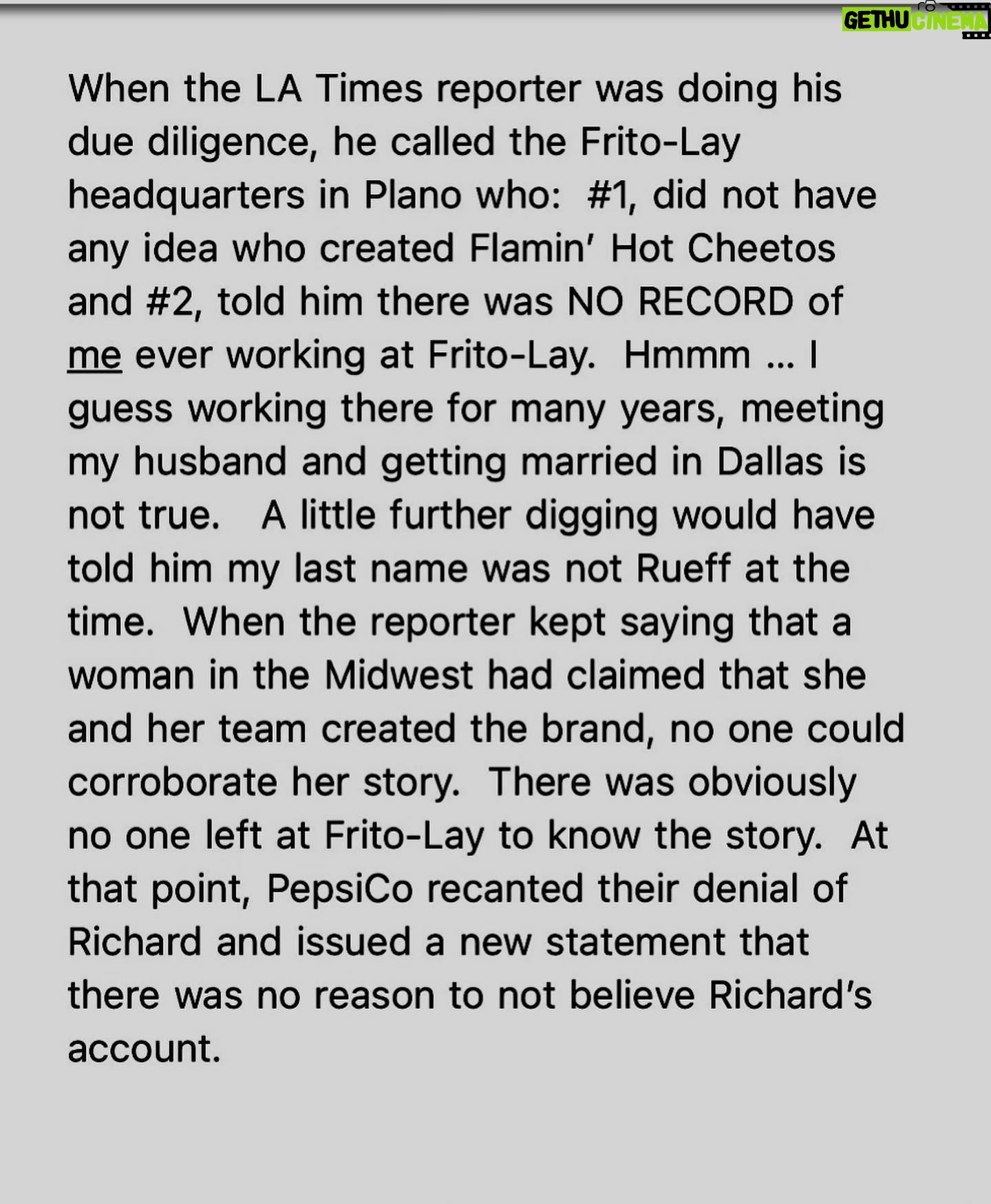 Richard Montañez - 5.4K Likes - Please Read , this letter to the media is from the real Patti Rueff , Roger Enricos (ceo of Pepsi & Frito lay ) executive assistant for over 20 years . I am forever grateful to her for putting the call thru to Roger because it changed my life forever !