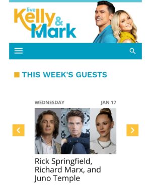 Rick Springfield Instagram - Wednesday! 📺 @livekellyandmark @kellyripa