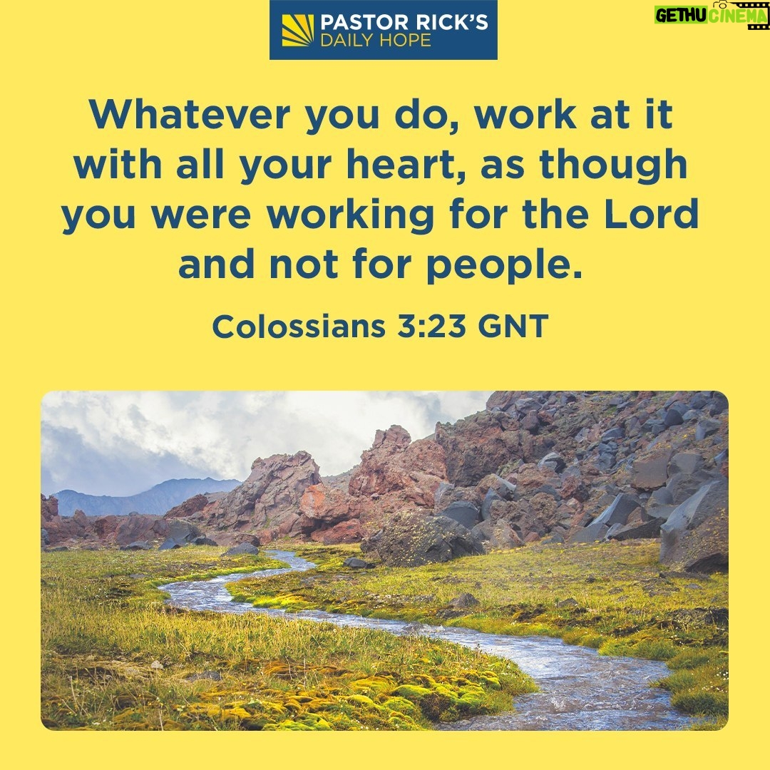 Rick Warren - 3.1K Likes - The Bible gives five characteristics of people who excel in their work. Discover what they are in today’s #DailyHope devotional. Click the link in profile or visit http://bit.ly/pastorrick.