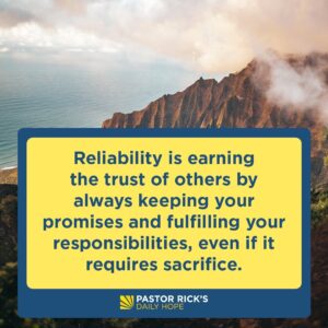 Rick Warren Instagram - The greatest compliment a boss can pay you is, “I’m not worried,” because it says that you are reliable, trustworthy, and steady. Find out how to develop these biblical characteristics in today’s #DailyHope devotional. Click the link in profile or visit http://bit.ly/pastorrick.