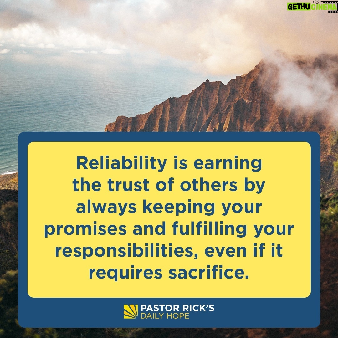 Rick Warren - 2.1K Likes - The greatest compliment a boss can pay you is, “I’m not worried,” because it says that you are reliable, trustworthy, and steady. Find out how to develop these biblical characteristics in today’s #DailyHope devotional. Click the link in profile or visit http://bit.ly/pastorrick.