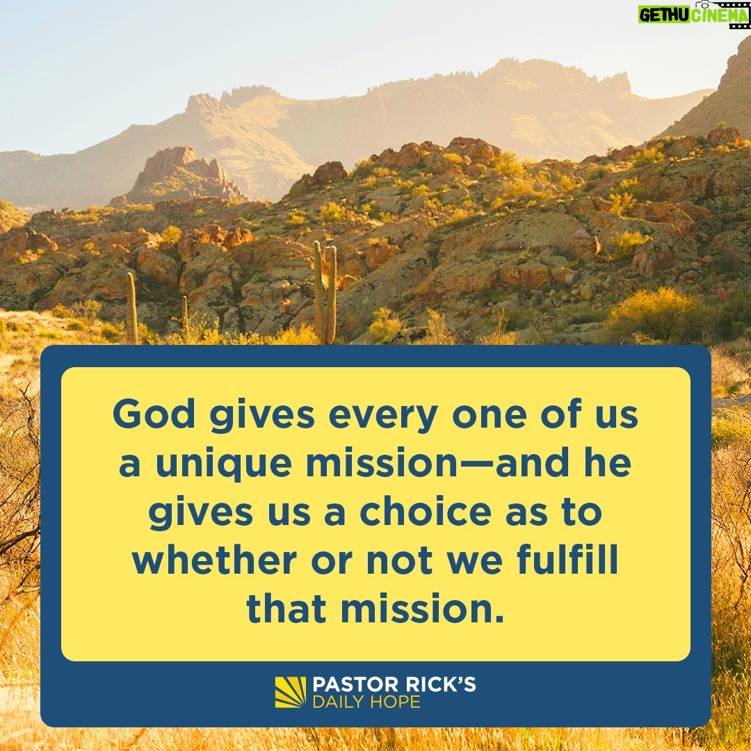 Rick Warren - 2.5K Likes - God gives you choices because he wants you to love him and follow him voluntarily. Discover more about the choices God gives you in today’s #DailyHope devotional. Click the link in profile or visit http://bit.ly/pastorrick.