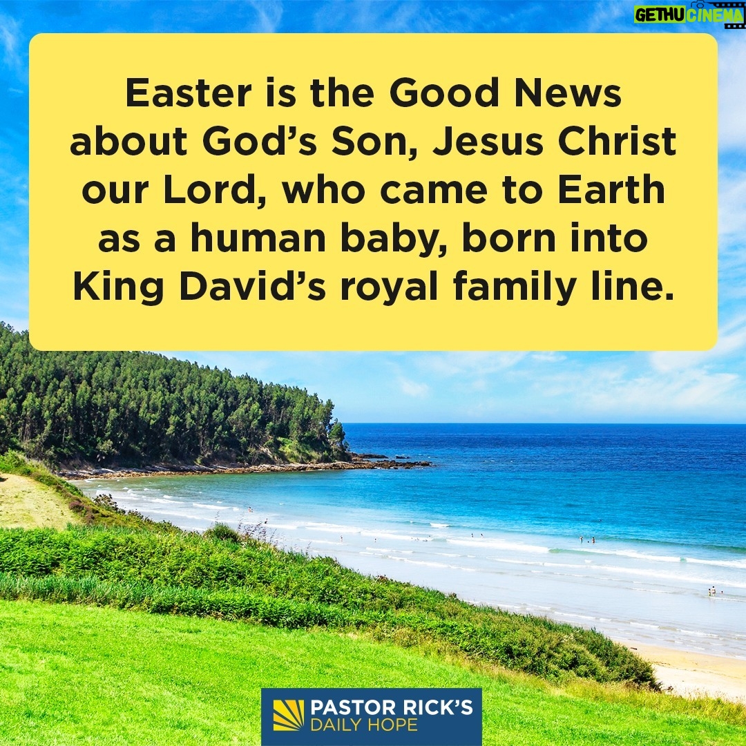Rick Warren - 2.3K Likes - Easter isn’t just a remembrance of something that happened in the past. It’s a celebration of Jesus being alive today! Discover the details in today’s #DailyHope devotional. Click the link in profile or visit http://bit.ly/pastorrick.