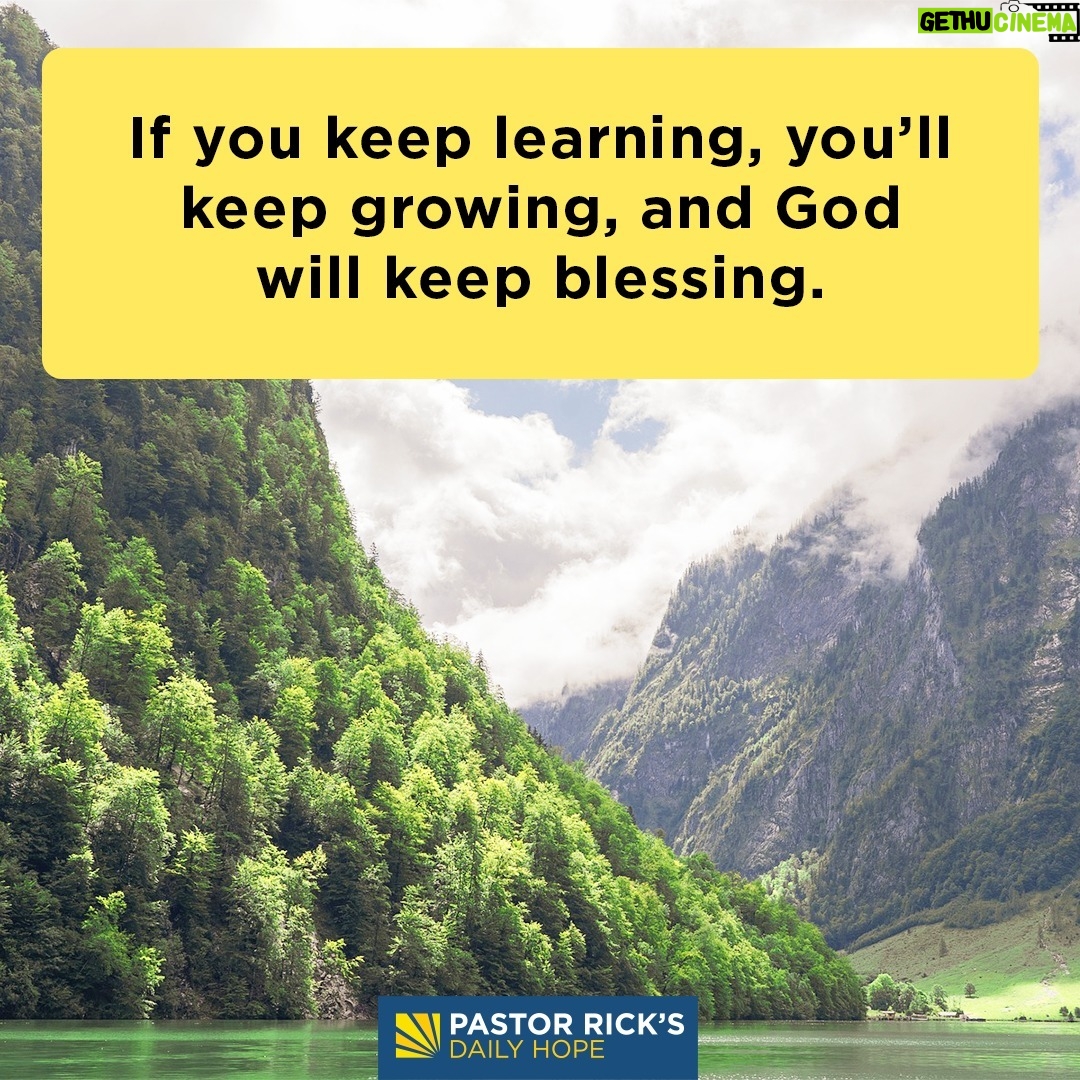 Rick Warren - 3.2K Likes - When you stop learning new skills, you limit your capacity. Pastor Rick explains why God will keep blessing you as you keep growing and developing new skills in today’s #DailyHope devotional. Click the link in profile or visit http://bit.ly/pastorrick.