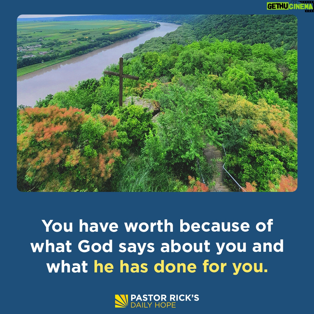 Rick Warren - 2.1K Likes - You have value because God said so and because he paid such a large ransom for your life when he sent his Son, Jesus, to die on the cross for you.
Discover more about your value to God and the church in today’s #DailyHope devotional. Click the link in profile or visit http://bit.ly/pastorrick.