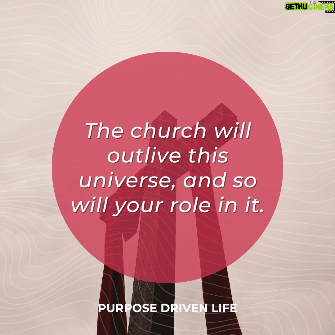 Rick Warren - 2K Likes - The church is indestructible and will exist for eternity. It is so significant that Jesus died on the cross for it. “Christ loved the church and gave his life for it.”
Learn More: http://purposedriven.com
#PurposeDrivenLife