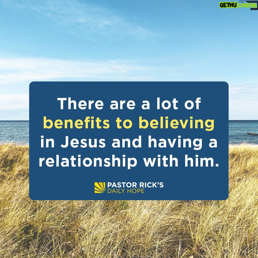 Rick Warren - 2K Likes - There are a lot of benefits to believing in Jesus and having a relationship with him. But the best one is all because of Jesus’ resurrection. Find out what it is in today’s #DailyHope devotional. Click the link in profile or visit http://bit.ly/pastorrick.