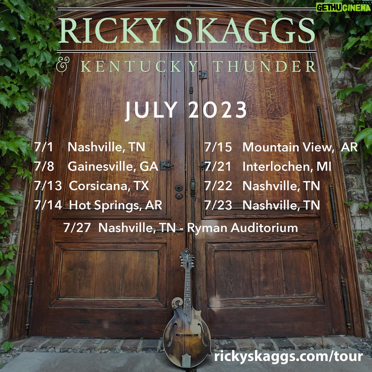 Ricky Skaggs - 616 Likes - Don't miss your chance to see Ricky Skaggs & Kentucky Thunder live on the road in July! Visit rickyskaggs.com/tour for more details!
.
.
.
#tourdates #ontour #rickyskaggs #bluegrass #bluegrassmusic #countrymusic #ontheroad #musicians