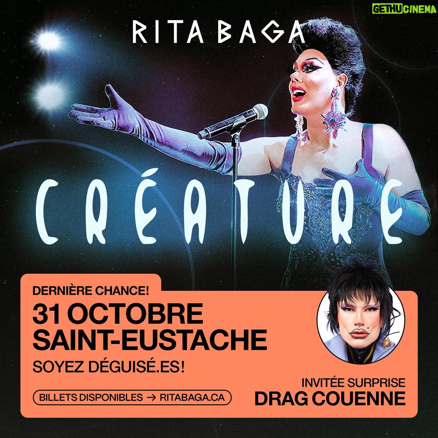 Rita Baga - 3 Likes - Une surprise pour l’Halloween! 🎃👻🎃
La gagnante de la première saison de @dragracebelgique - Drag Couenne- est notre invitée surprise à Saint-Eustache!
Soyez déguisé.es, on fait le party!
Billets en vente maintenant au www.ritabaga.ca
@dragcouenne
@agenceconcertium
