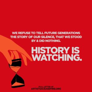 Riz Ahmed Instagram - Artists call for ceasefire now.

artists4ceasefire.org