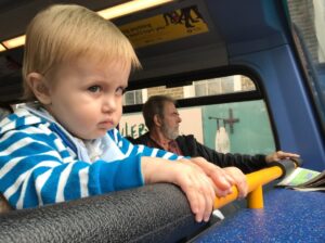 Rob Delaney Instagram - Laughed out loud when I found this photo. My son Henry and my dad Bob in the best seats on the bus. They are both dead now. I miss them so much. I talk to them both often.