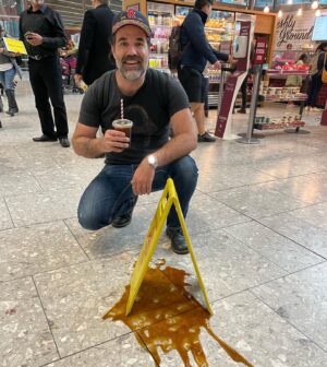 Rob Delaney Instagram - Shoutout to the worker at Costa who gave me another iced coffee after I immediately poured the first one she made for me on the floor at the airport. She also let me put the yellow “caution” sign out myself like a big boy!