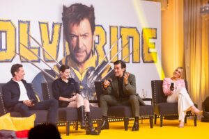 Rob Delaney Instagram - Friends, Deadpool & Wolverine is right around the corner. Here are some pics from today promoting in London. @deadpoolmovie ♥️💛Thank you @rosefordestudio for dressing me beautifully &  @garethbromell for making my face & hair pleasing to the eye.