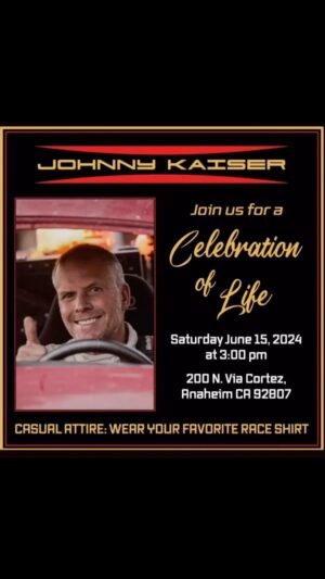 Robby Gordon Instagram - Today is going to be one of the hardest days of my life. The memories with this guy was amazing and I’m still in shock he’s gone I’m 😭 writing this. See you guys today and let’s celebrate this amazing person and our great times together RIP to one my best friends and one of the greatest car builders ever…… your skills and desire for perfection will be remembered forever. Love You Johnny.