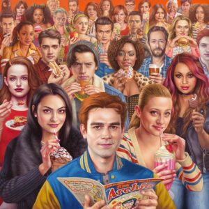 Roberto Aguirre-Sacasa Instagram - finally complete! “Riverdale,” oil on canvas, 36 x 36 inches. huge thanks to @writerras for making this possible! in celebration of seven seasons of the show Riverdale, based on the characters from Archie comics. prints are coming next week- #riverdale