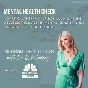 Robi Ludwig Instagram - Join me on @nbcnewsnow tomorrow at 7:30A for your Mental Health Check ✅ where I’ll be discussing current mental health news, trends, and what you need to know.

#mentalhealthawareness #mentalhealth #nbcnews #morningnewsnow #psychology