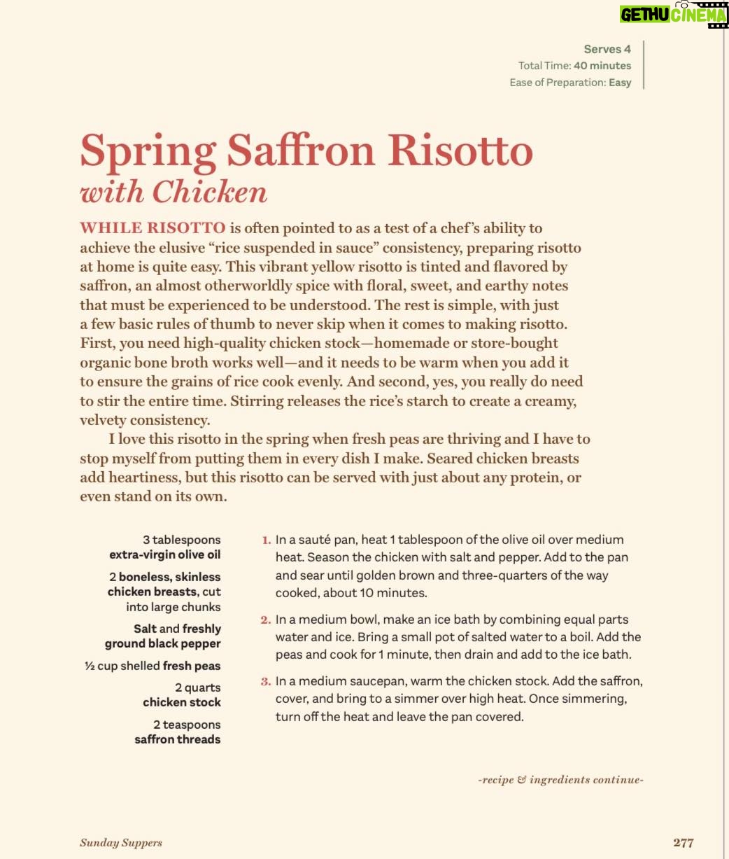 Rocco DiSpirito - 314 Likes - Spring Saffron Risotto is a luxurious and vibrant dish that celebrates the flavors of spring. It’s creamy, flavorful and perfect for showcasing the fragrant saffron threads that create a beautiful golden hue.
Find it in my new cookbook, Everyday Delicious, a perfect dish to enjoy during the spring season.
#everydaydelicious #saffronrisotto #risottorecipe #recipe #risotto #foodies #bestrecipe #newcookbook #bestcookbook #30minutemeals #cookbookrelease #easymeals #roccodispirito