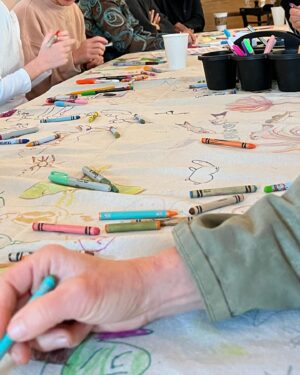 Rochelle Redfield Instagram - Here’s an update on the #moveablemural project! Thanks to all who contributed so far! Stay tuned for the next location. Thank you #rhcc and #giobattativoli for hosting! #communityartmaking #coloring #critters #beastie.love #hudsonvalleybeasties