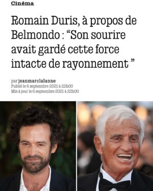 Romain Duris Instagram - Merci Jean-Paul ❤️❤️❤️. https://www.lesinrocks.com/cinema/romain-duris-a-propos-de-belmondo-son-sourire-avait-garde-cette-force-intacte-de-rayonnement-407122-06-09-2021/ @lesinrocks @jean_marc_lalanne