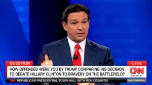 Ron DeSantis Instagram - Donald Trump has refused to debate throughout this campaign.

He doesn’t think he owes it to Iowans. He doesn’t think he owes to Granite Staters to show up and debate.

Nobody is entitled to this nomination.