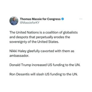 Ron DeSantis Instagram - “Slash” = eliminate funding to the UN