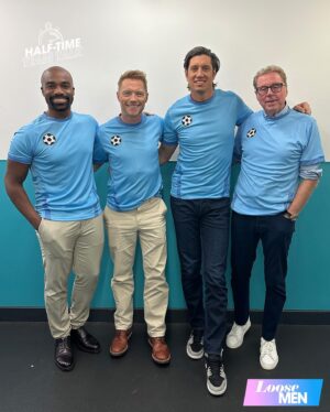 Ronan Keating Instagram - Ore, Ronan, Vernon and Harry all support Loose Men's Half-Time Team Talk campaign. The aim of the campaign is to tackle the taboo around male mental health  by opening up to each other to lighten the load. 

Recent statistics show that 2 in 5 men regularly feel worried or low with 1 in 10 men having suicidal thoughts when feeling like this, a stat that has doubled in the last ten years.

We're encouraging men to start uniting over their troubles and blow the whistle on the shame and stigma that surrounds male mental health by checking in and connecting with each other whilst their favourite football teams have their vital pep talks. 

If you or a loved one need some support, you can head to our website for more information and helplines, as well as our Talking Tactics guide, to help you start the conversation ❤

#LooseMen #halftimeteamtalk