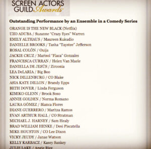 Rosal Colon Instagram - Honored to be nominated for Outstanding Performance by an Ensemble in a Comedy Series @sagawards alongside all of these glorious , badass and beautiful beings for season 5 of @oitnb. It’s an honor to share these stories with the world , thank you for the opportunity @jennifer_euston_casting and @ijnej ❤️ sidebar - love my bustelo baby @miriammorales ❤️ #SAGnominees #OITNB 💫