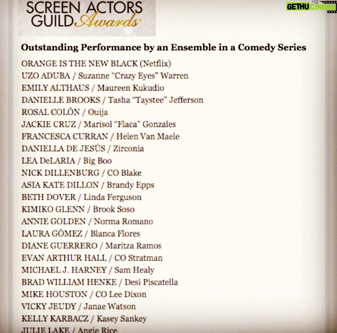 Rosal Colon - 1.5K Likes - Honored to be nominated for Outstanding Performance by an Ensemble in a Comedy Series @sagawards alongside all of these glorious , badass and beautiful beings for season 5 of @oitnb. It’s an honor to share these stories with the world , thank you for the opportunity @jennifer_euston_casting and @ijnej ❤️ sidebar - love my bustelo baby @miriammorales ❤️ #SAGnominees #OITNB 💫
