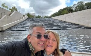 Rosemary Rodriguez Instagram - Happy Anniversary to my best friend who brings me joy, laughter, frustration, craziness and shows me every day how to have fun and judge less! So many more adventures to come! 

First pic is us on the Ted Lasso bench in Richmond. Last pic, pretty sure I was pissed at him, but let him kiss me anyways! 

FUN FACT: Song I chose is @lizgillz who I adore and worked with on SexDrugsRock&Roll 🌠 #luckydirector 
#luckywife #grateful every day 🥰🔥
