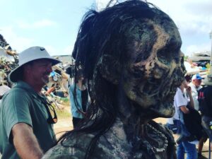 Rosemary Rodriguez Instagram - Honoring #twd crew today! Crews are out of work for over 6 months now because of the strike. Sending love to the hardest working people who make #thewalkingdead great! 🤩 this walker was “the lady who lunched” — who wears pearls! @knb_efx @gnicotero ❤️