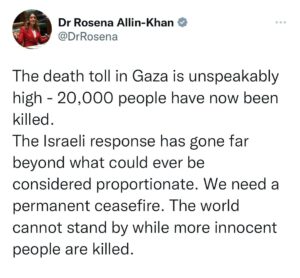 Rosena Allin-Khan Instagram - Enough is enough. This must stop. There is no justification for this violence.
