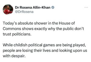 Rosena Allin-Khan Instagram - No words. Honestly, today Parliament became a circus. An embarrassing, ineffective circus.