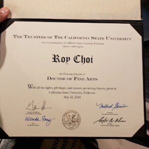 Roy Choi Instagram - Thank you to @csufofficial for the honorary doctorate and congratulations to the class of 2024.
This means a lot to continue our journey towards a more equitable society where we all share in wealth, food, access, and prosperity.
It means a lot to me and so many yet still a lot to do.
But the seeds have been planted and my third eye can see a future hundreds of years from now where we heal and change.
There will be decisions each generation will be faced with, my message to the graduates was that I hope they can take the high road and lead with love and generosity as they grow into positions of power and leadership.
We must believe it's possible, because nothing is impossible.
Thank you, again.
This is Por Vida.
- Dr. Choi