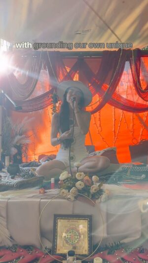 Ruby Chase O'Neil Instagram - The thread of prayer moves through it all 🕊️

May we be clear with where we are directing our precious energy. This is the ultimate value ⚡️

Clip from our opening prayer at my Resonance Workshop from @envisionfestival at the @highvibefest theme camp. 

In awe of how you can literally see the gates of heaven open as we call it in through the light… 

Carried by the cedar and spirit of the eagle 🦅 

Blessed be 🙏🏼 and so it is. 

#eaglecondorprophecy #envisionfestival #prayer