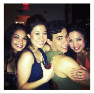 Ruthie Ann Miles Instagram - Part Four. 

I became friends with some of my favorite people in the world. Renee's dad became our cast mascot, to be rivaled only by Abby almost a year later. Maria-Christina signed my name at the stage door & at restaurants.. because...they couldn't tell us apart... But we didn't mind.

George’s #backting monologue from Act1/BlackBox deserves its own reel. It’s long. And hysterical. With permission, think I will.

WHO SAID “and if I bang my head on the WAFFLE IRON.” Nathaniel & George I’m looking at you. 
Reader, I SANG THAT IN A SHOW!!!! 
It’s supposed to be “bang my head on the wall for hours.”

And don’t get me started on MCOs “cheesy sleep affair.”

My 30th Birthday was OpeningNight at the LuEsther 1.0. Everyone sang me the song. Oskar gave a speech. 
An Opening Night Birthday Party. 

They served cake with the champagne. I don’t remember why I passed. I’m still picky about frosting. 

.