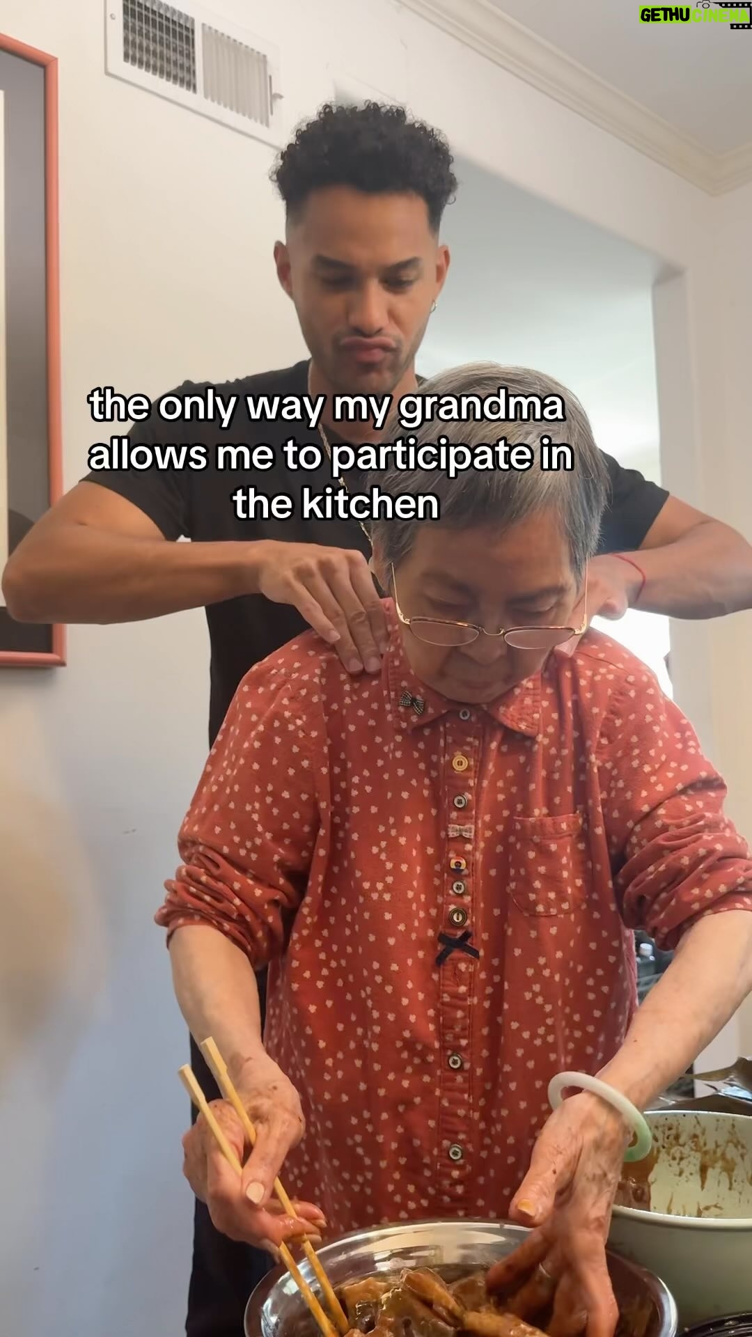 Ryan Alexander Holmes - 4.6K Likes - if i start helping in any other way she’s like “hell nah, young buck, take a seat” 😂
.
.
.
.
#grandmagrandson #grandma #blasian #mixed #blasianfamily #mixedfamily #cooking #chinesecooking #zongzi