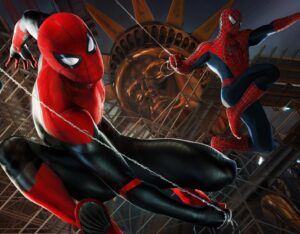 Ryan Meinerding Instagram - Spider-Man team up!  I loved working on this movie, here is one of the keyframes I did showcasing the Spider-men swinging together.  This story is such a dream come true!